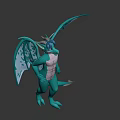 Turquoise Dragon Game and Movie Character With Wings White Underbelly Standing Pose