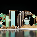 Traditional Chinese Tea Culture Decor With Scrolls Pine Trees And Welcome Sign