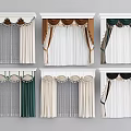 Various Colored Curtains With Decorative Valances And Layered Sheer Panels