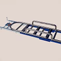 Blue And Silver Medical Transfer Stretcher With Metal Frame And Handrails