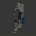 Multifunctional Fitness Equipment with Black Seat Red Accents White Frame and Stacked Weight Plates