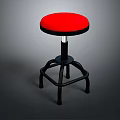 Modern Bar Stool With Red Padded Seat And Black Metal Frame