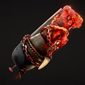 Flaming Weapon Featuring Metal Body Chains Blade And Fleshy Red Elements