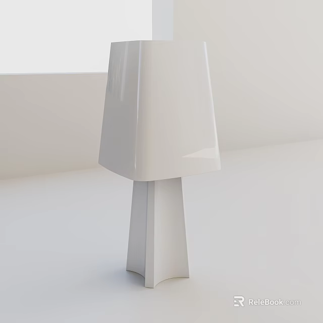 Modern Minimalist White Table Lamp With Geometric Base And Simple Shade 3d model