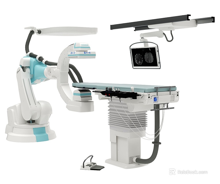 Intelligent Medical Imaging Machine With Robotic Arm Examination Table And Display Screen 3d model 
