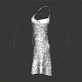 Elegant White Dress With Black Intricate Patterns And Spaghetti Straps Design