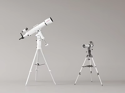 Large And Small Professional Commercial Telescopes With Stable Tripod Stands 3d model