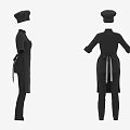 Professional Black Chef Uniform Set With Hat Top Apron And Pants