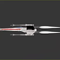 Detailed Starfighter Model Featuring Red White Blue Stripes Multiple Engines And Wing Cannons