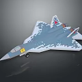Modern Military Fighter Jet With Camouflage Paint Red Star Emblem And Number 66
