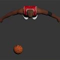 Man In Red Bulls Jersey 23 With Floating Basketball And Outstretched Arms On Gray Background