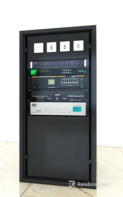 Commercial Equipment Cabinet with Control Modules Display Screen and Interface Ports 3d model 