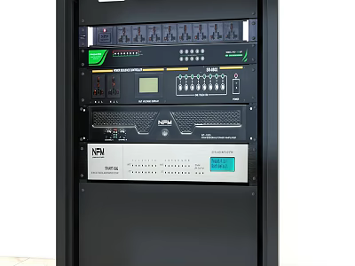 Commercial Equipment Cabinet with Control Modules Display Screen and Interface Ports 3d model