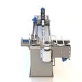 Automated Industrial Processing Equipment With Blue Control Components And Conveyor Workbench