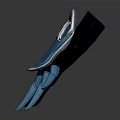 Blue Claw Shaped 3D Model With White Decorative Accents And Multiple Sharp Claws