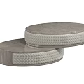 Stylish Gray Circular Coffee Table With Stacked Design And Textured Surface 3d model