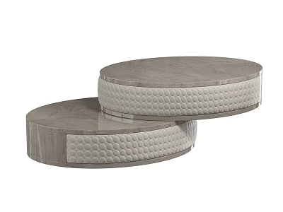 Stylish Gray Circular Coffee Table With Stacked Design And Textured Surface 3d model