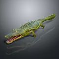Realistic Green Crocodile Model Featuring Open Mouth Detailed Skin Texture And Body Structure
