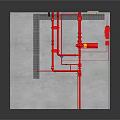 Industrial Pipeline Facility With Red Pipes Valves Ladder And Concrete Structure
