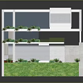 Cartoon Scene Architectural Model With Green Lawn Wooden Floors And Water Pool