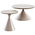 Functional Tables With Conical Base And Round Wooden Top In Various Sizes 3d model