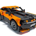 Yellow and Black Building Blocks Sports Car With Open Top And Detailed Design