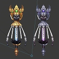 Three-Shading Two-Shading Demon Pestle Adhering to the Soul of the Flan Vajra Pestle Buddha Noodles Magic Treasure Jewelry Gold and Silver Jewelry Hand-painted Objects 3d model