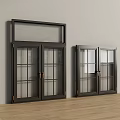 Modern Double Black Casement Windows With Glass Panes In Indoor Home Design