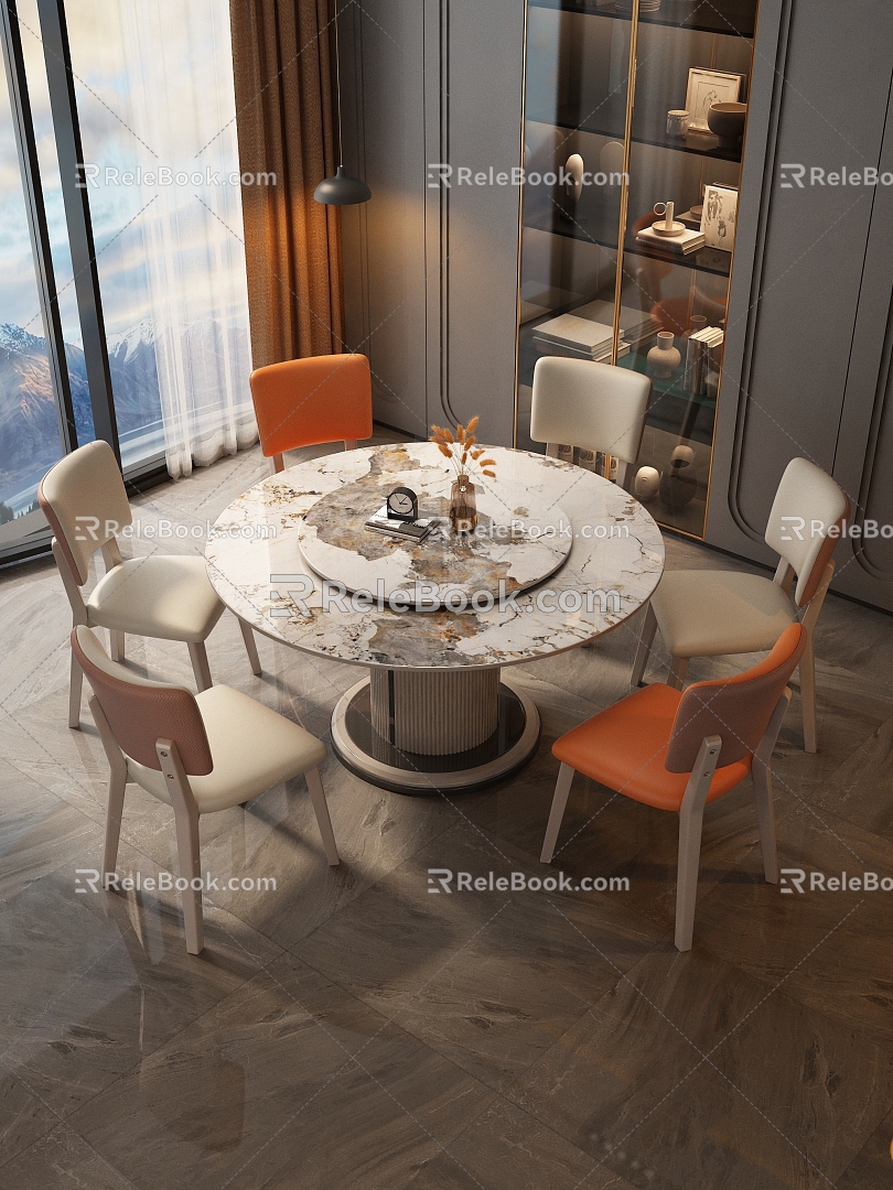 Simple Light Luxury Dining Table and Chair 3d model