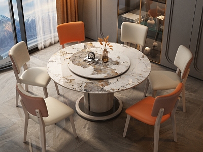 Simple Light Luxury Dining Table and Chair 3d model