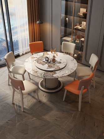 Simple Light Luxury Dining Table and Chair 3d model