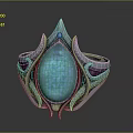 Elegant Silver Fashion Ring With Blue Opal Gemstone And Intricate Ornate Design