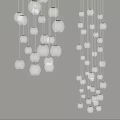 Multiple White Round Pendant Lights Hanging In Modern Interior With Gray Background 3d model