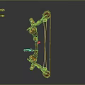 Golden Mechanical Crossbow With Intricate Gear Structure And Metallic Red Accents