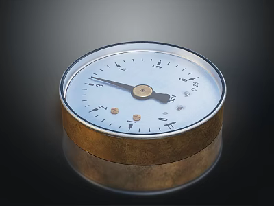Industrial Pressure Gauge Equipment With Brass Casing And White Dial 3d model