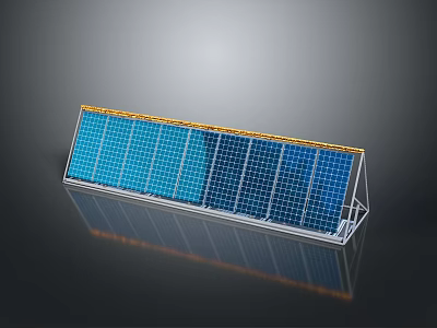 Solar Powered Laptop Charger Panel With Blue Surface Yellow Frame And Metal Stand 3d model