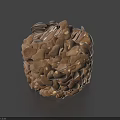 Brown Flaky Food Pieces Stacked In Round Shape On Dark Background