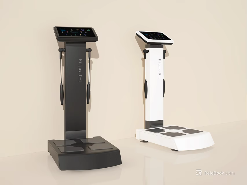 Medical Devices Two Black And White Models With Digital Screen And Stable Base 3d model 