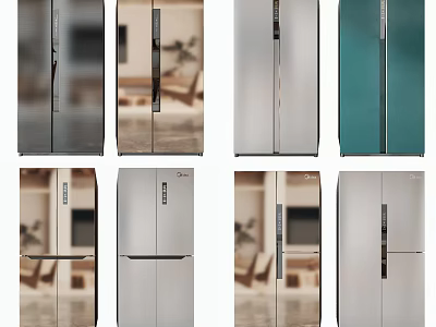 Various Modern Refrigerator Models With Different Colors And Styles For Home Use 3d model