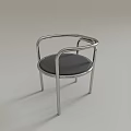 Modern Leisure Chair With Chrome Metal Frame And Round Black Cushion