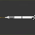 Modern Military Missile With White Body Black Stripes Yellow Tip And Tail Fins Design