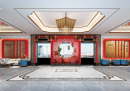 New Chinese Restaurant Hotel Lobby Hall Reception 3d model