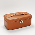 Brown Leather Storage Case With Elegant Handle And Metal Clasp Design
