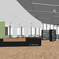 Modern Library Book Reading Area 3d model