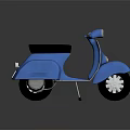 Blue Vintage Scooter Motorcycle With Black Seat And Silver Wheels