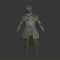 Medieval Knight Armor With Metallic Body And Decorative Gold Patterns 3d model