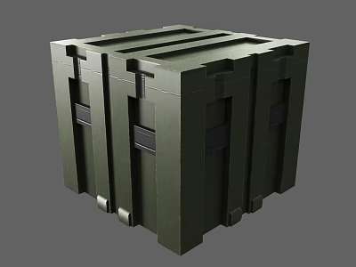 Green Cube Shaped Reinforced Storage Box With Metal Strips And Secure Design 3d model