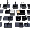Black Kitchen Sinks With Various Designs Different Shapes And Modern Styles 3d model