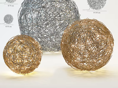 Modern Wire Woven Spherical Table Lamp In Silver And Gold Decorative Design 3d model