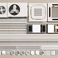 Different Types of Air Conditioner Vents with Square Linear and Circular Grille Designs